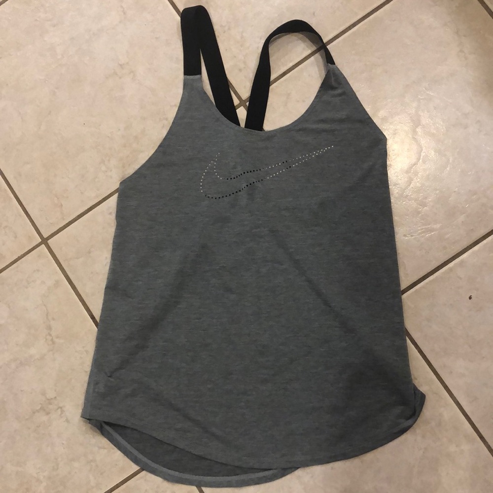 Nike size small, gray tank with black shoulder straps